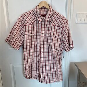 Chaps Men's Red and White Plaid Button Down Shirt